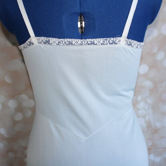 Vtg 50s Vanity Fair Powder Blue Chiffon Pleated Top & Hemline Dress Slip Size 32 - Picture 9 of 13